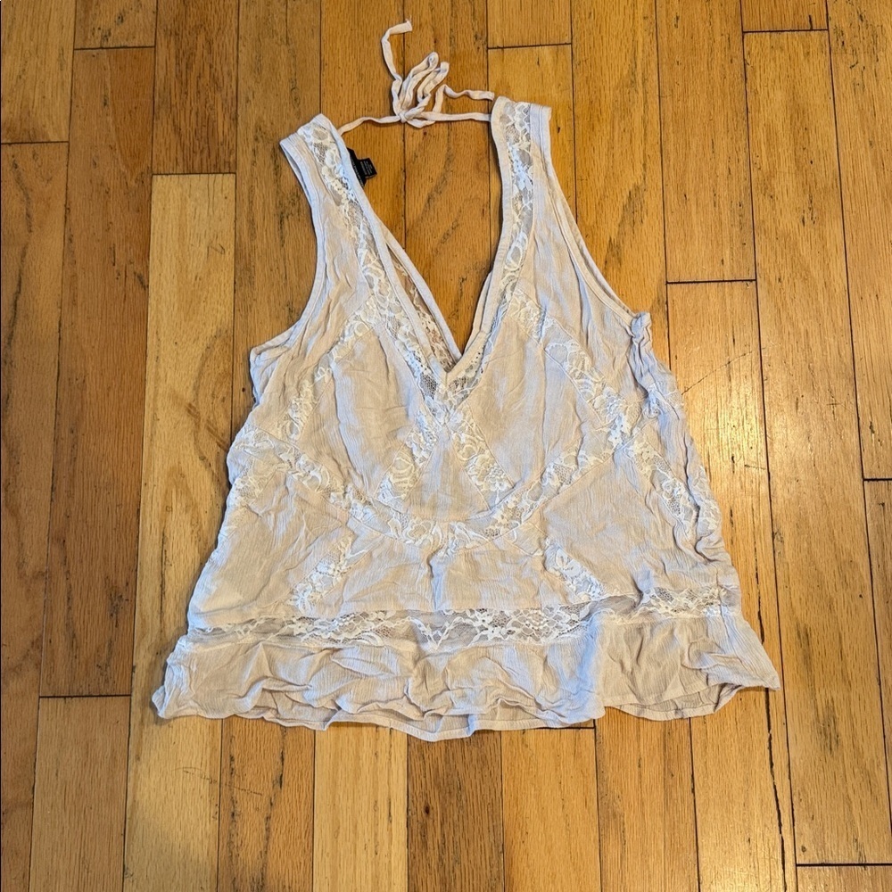 American Eagle | Soft Pink Lace Camisole/Tank | V-Neck | Tie Back | size XS - Picture 4 of 4